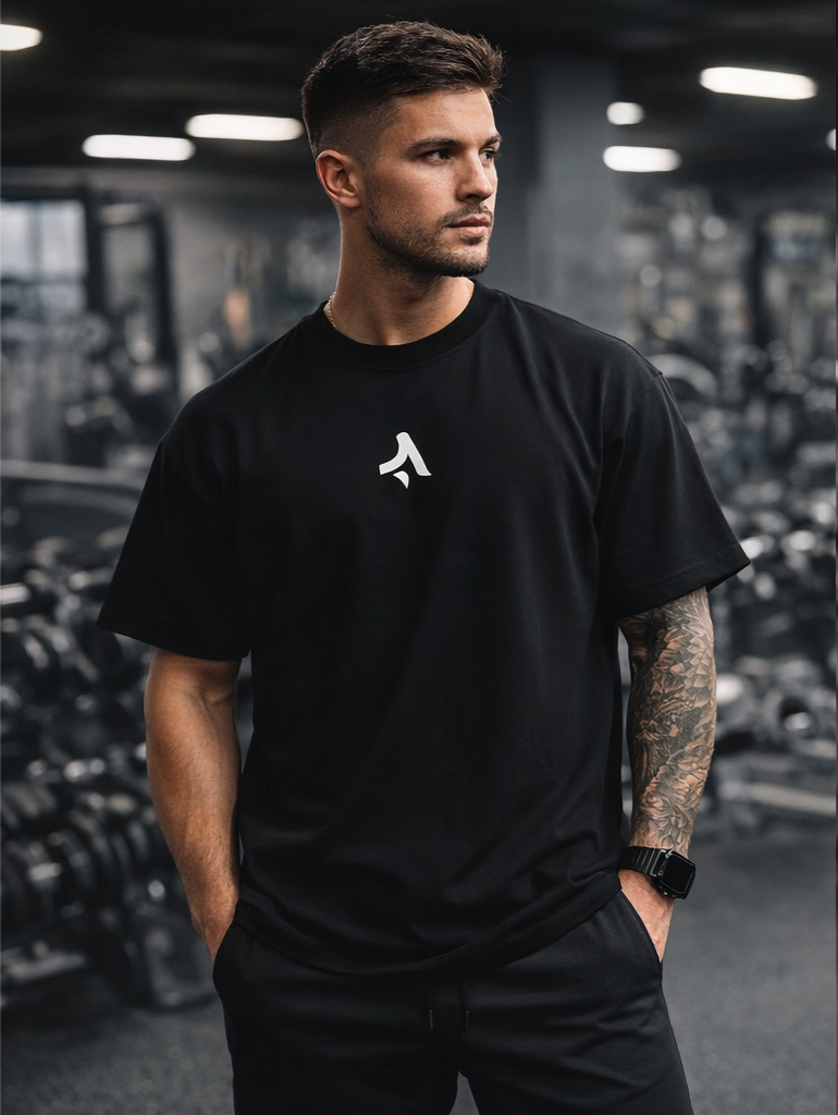 Black Heavy-Weight Gym Tee